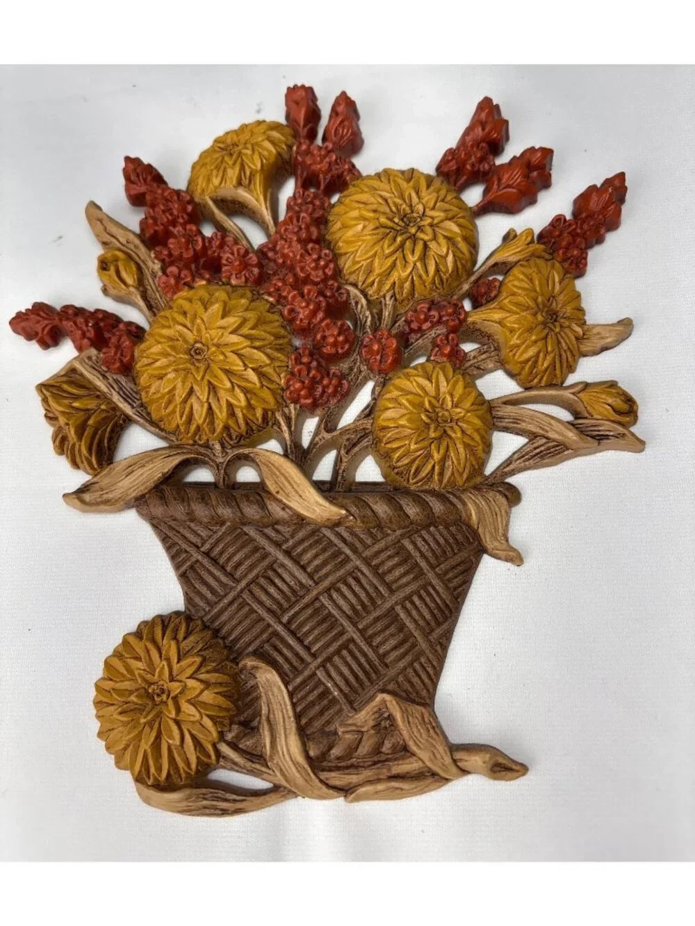 Burwood Basket of Flowers Wall Hanging 2006 - Yellow & Red Floral Decor